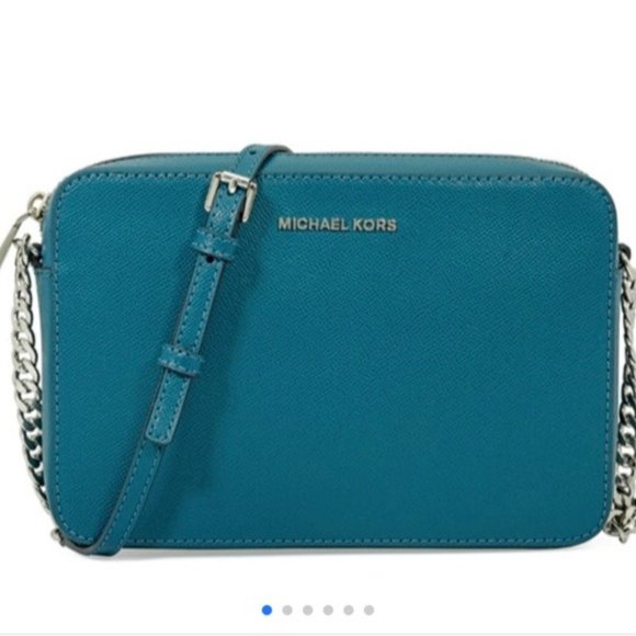 Michael Kors Handbags - MICHAEL KORS Jet Set Large East West Leather Crossbody Bag - Teal NWOT